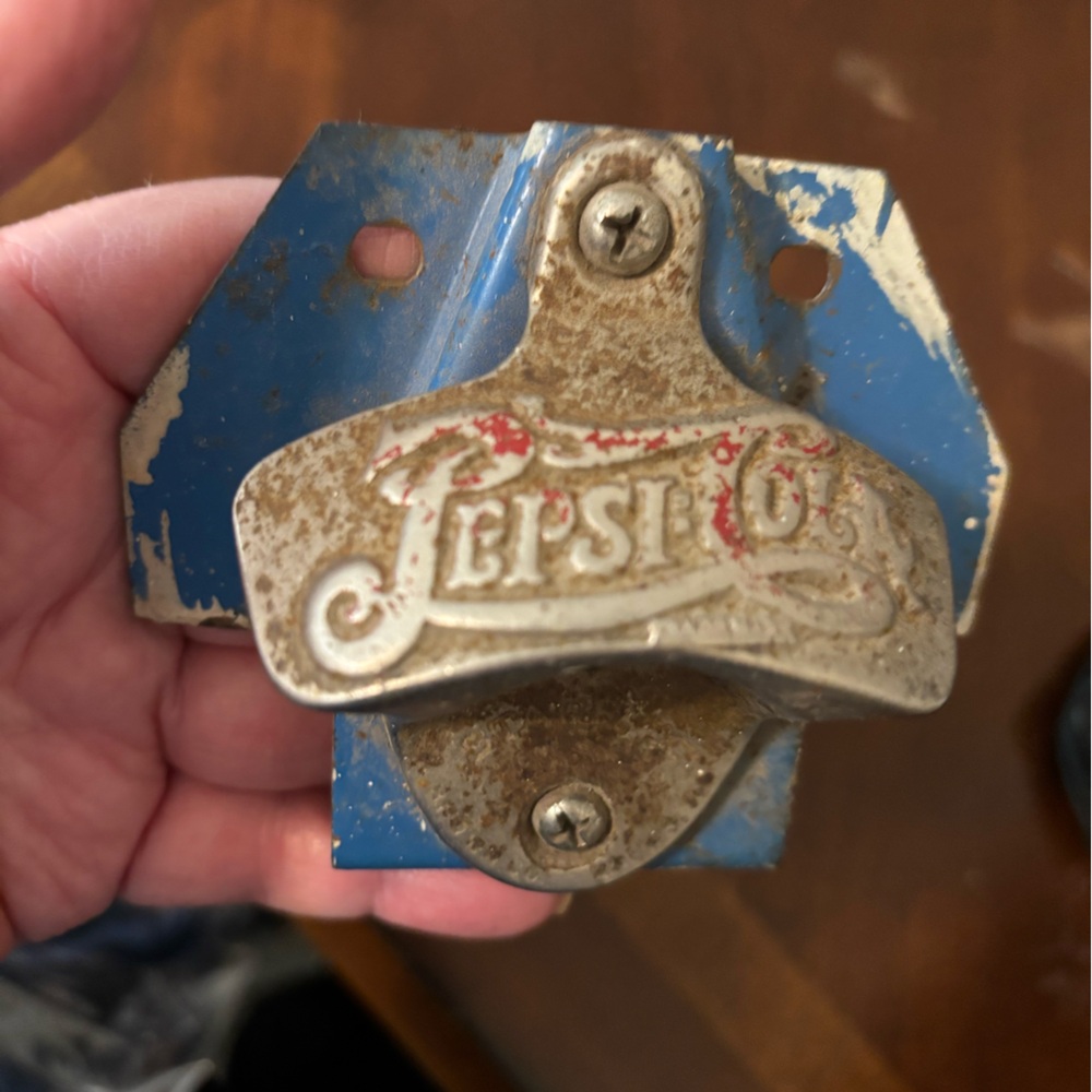 Vintage Pepsi-Cola Wall-Mounted Bottle Opener in Blue and Silver - Picture 4 of 5